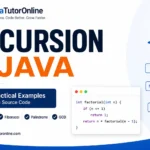 Java recursion factorial code example and call stack diagram