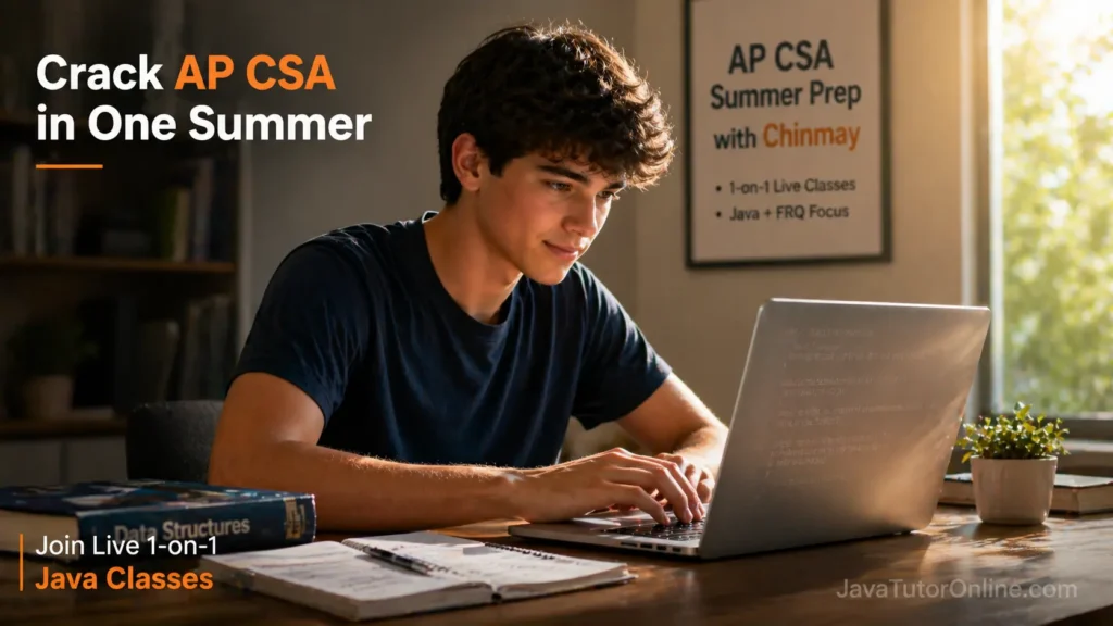 AP Computer Science A Summer Prep live 1-on-1 online classes by JavaTutorOnline